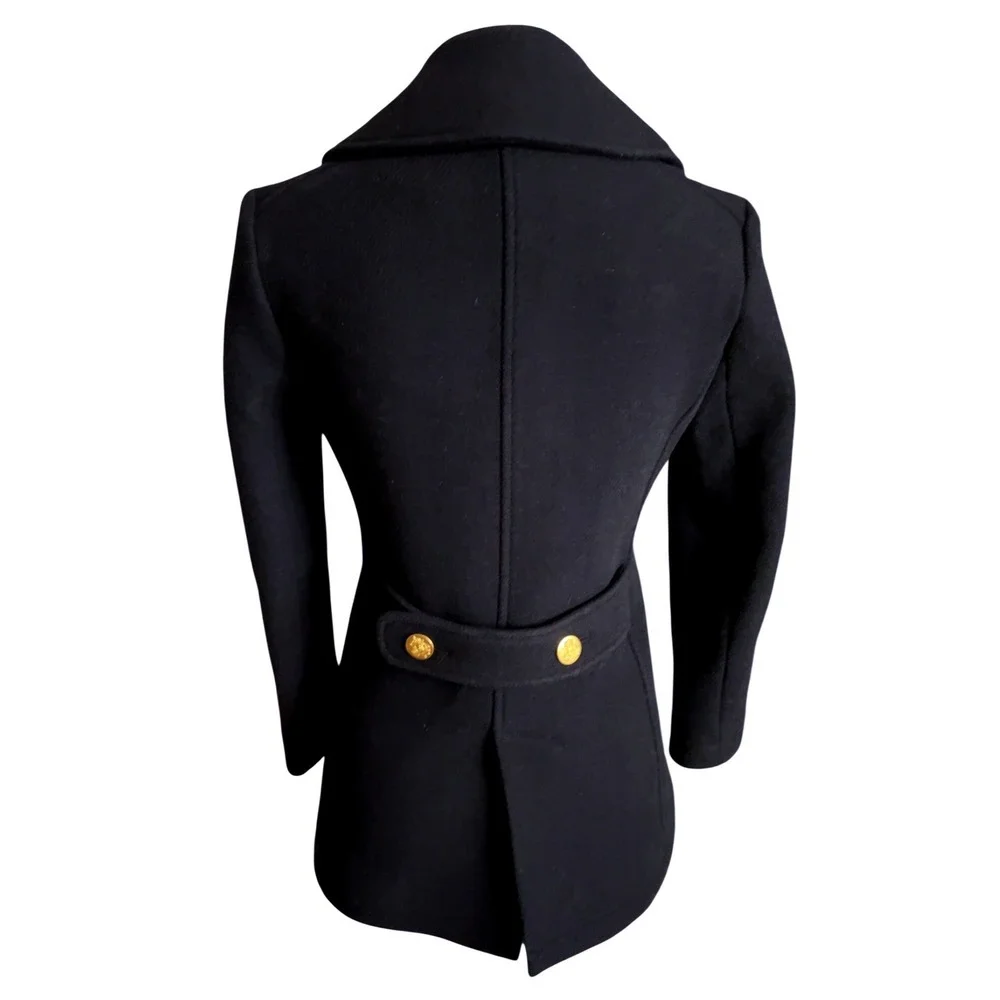 J. Crew Navy Wool PeaCoat Stadium‎ Cloth by Nello Gori SZ: 0P - Picture 2 of 12